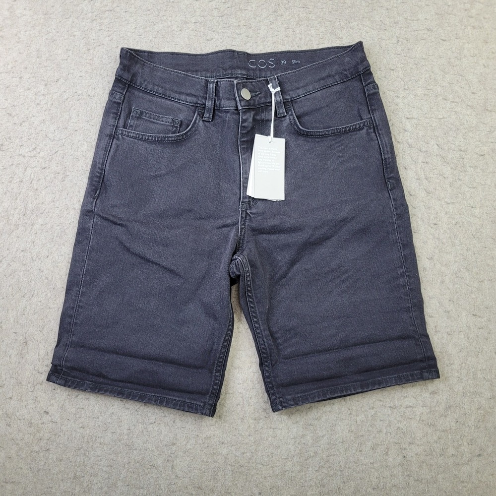 COS Slim Fit Black Denim Shorts Mens Size 29 Minimalist Designer Summer NEW